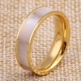 thumbnail image 1 of EOEMY 6mm Natural Shell Titanium Steel Band Men/Women'S Gold/Rose Gold Ring Size 6-10, 1 of 6