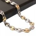 thumbnail image 1 of EOEMY 7/9/11mm Fashion Women Mens Chain 316L Stainless Steel Coffee Bead Link Necklace-Silver Gold-11mm-20Inch Or 50Cm, 1 of 6