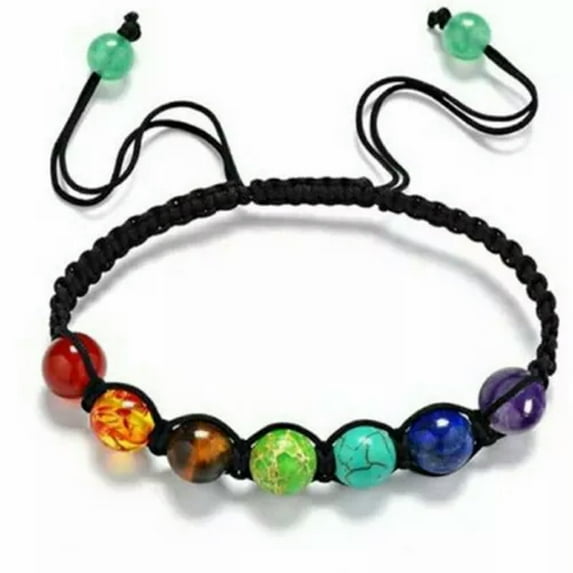 EOEMY 7 Chakra Healing Balance Beaded Bracelet Lava Yoga Reiki Prayer Stone Bangle Hot-7 Chakra Stones#1