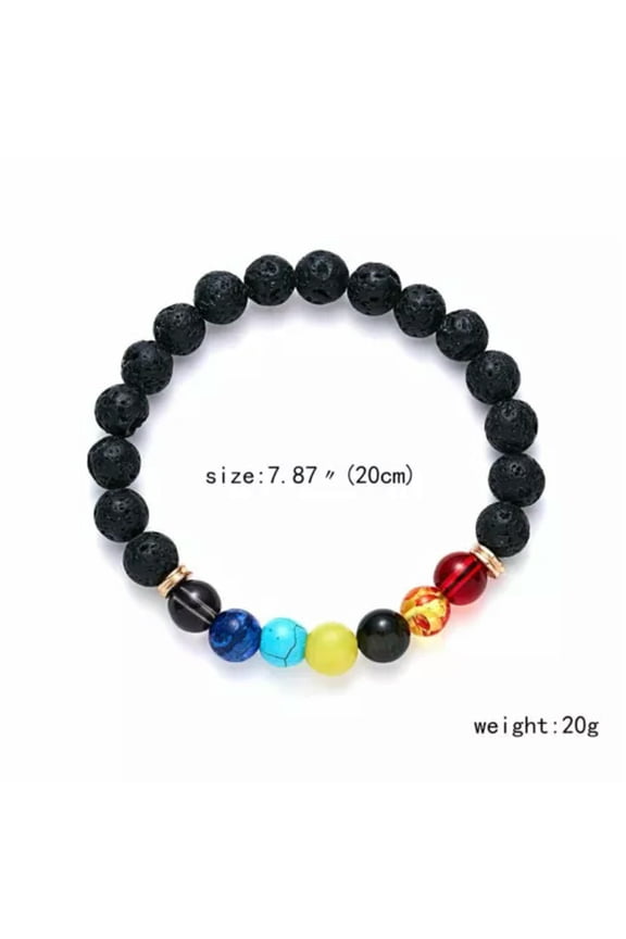 7 Chakra Healing Balance Beaded Bracelet Lava Yoga Reiki Prayer Stone Bangle Hot-7 Chakra Stones+Volcanic #5