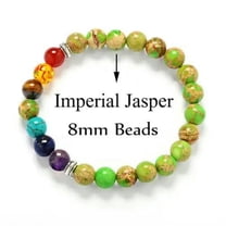 EOEMY 7 Chakra Healing Beads Bracelet For Men Women Reiki Prayer Yoga Bangle Jewelry-Green Agate