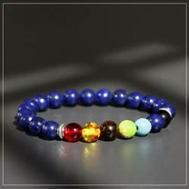 EOEMY 7 Chakra Healing Beads Bracelet For Men Women Reiki Prayer Yoga Bangle Jewelry-Lapis Lazuli