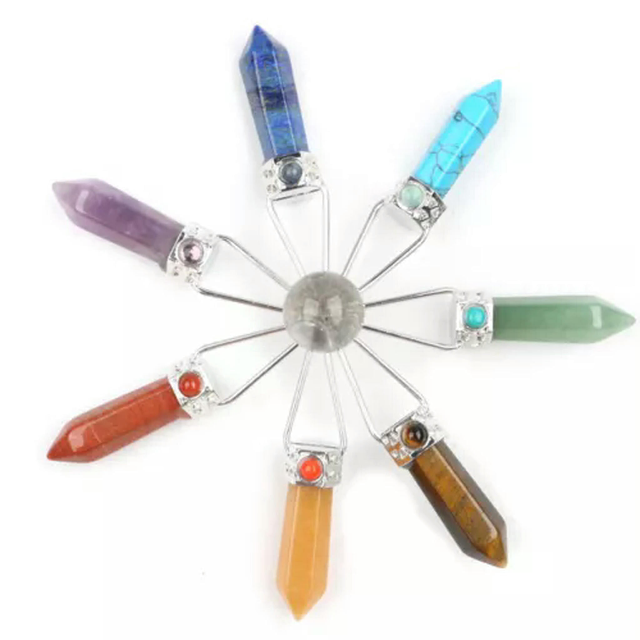 EOEMY 7 Chakra Natural Crystal Energy Generator Quartz Gemstone Point ...