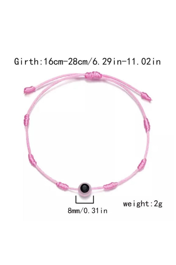 7 Knots Boho Blue Evil Eye Braided Beads Handmadelucky Bracelet Women Couples -Pink