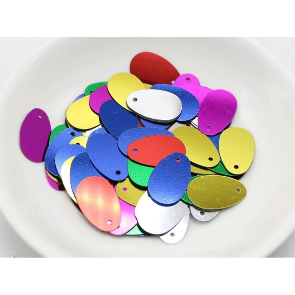 EOEMY 700 Mixed Color 12X20mm Flat Oval Loose Sequins Paillettes Top Hole Sewing Craft