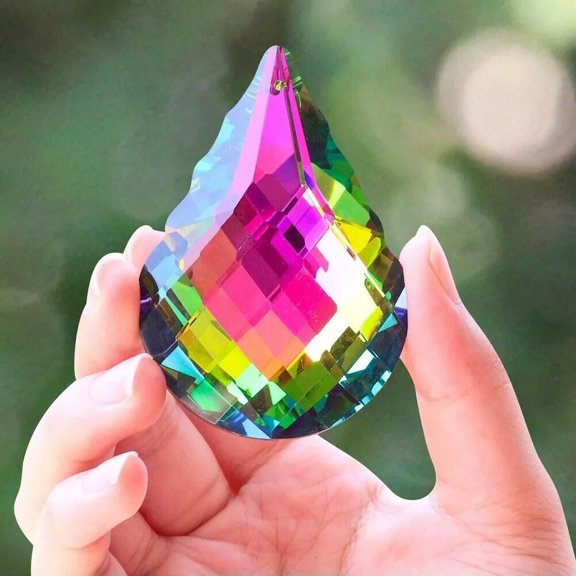 EOEMY 75mm Rainbow Maple Leaf Crystal Glass Pendant Sun Catcher Curtain Post Light Diy