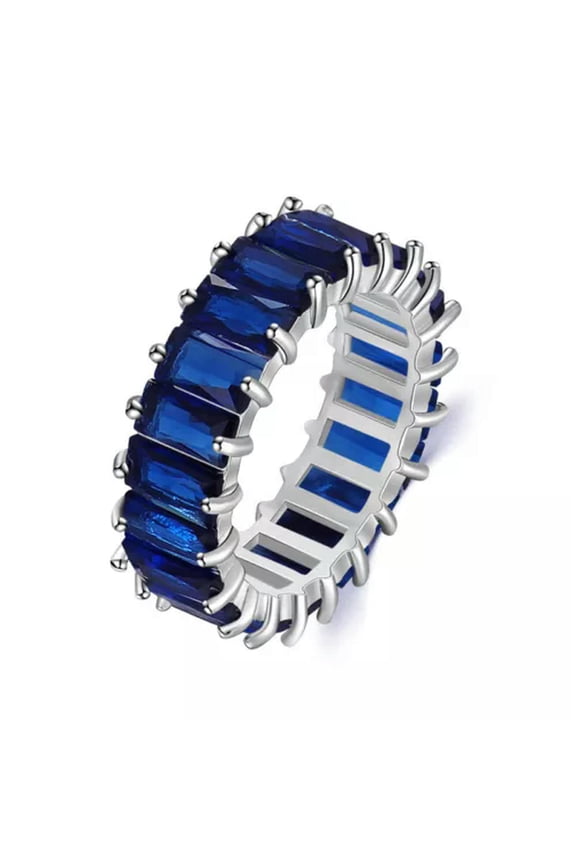 8 Color Square Cut Cz Band Women'S White Gold Filled Engagement Ring Size 6-9