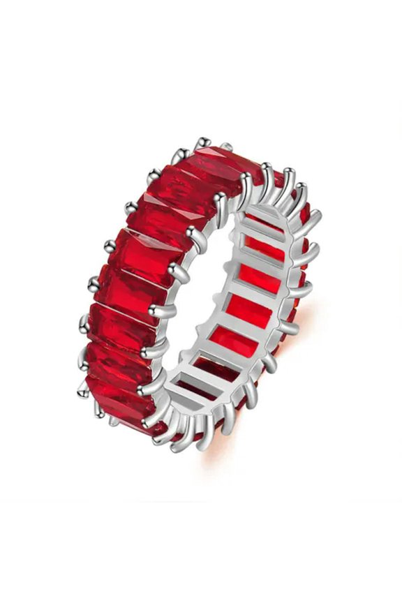 8 Color Square Cut Cz Band Women'S White Gold Filled Engagement Ring Size 6-9