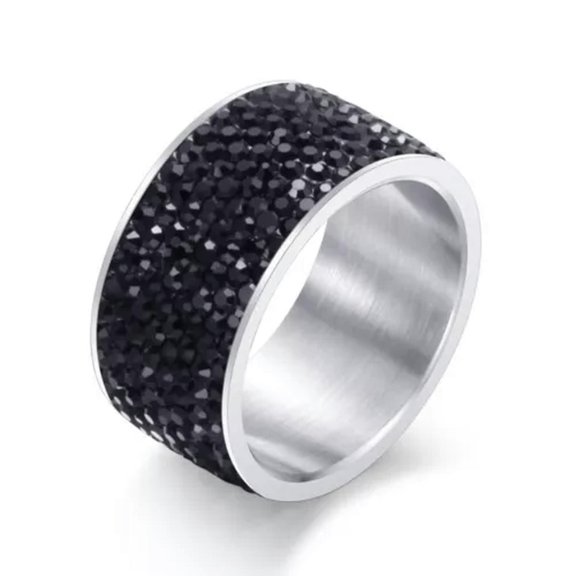 EOEMY 8 Rowes Wedding Cz Ring Women'S Stainless Steel Silver/Gold/Black Band Size 6-12