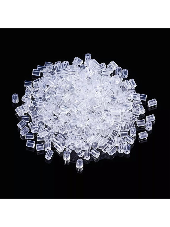 8000Pcs/Bag Clear Plastic Earring Backs Stoppers Earnuts Smooth Column Tiny 3mm