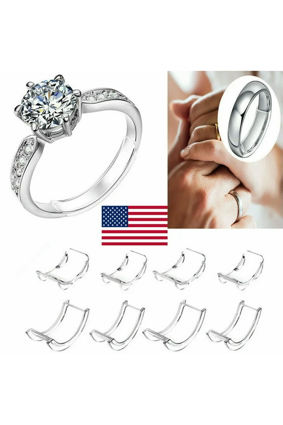 8Pcs Ring Size Adjuster Invisible Clear Ring Sizer Jewelry Fit Reducer Guard Usa