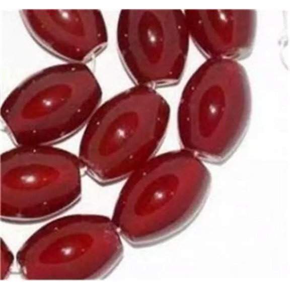 EOEMY 8X12mm Natural Red Ruby Rice-Shaped Carnelian Gemstone Jade Loose Beads 15"