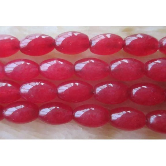 EOEMY 8X12mm Red Ruby Rice-Shaped Carnelian Gemstone Jade Loose Beads 15"##