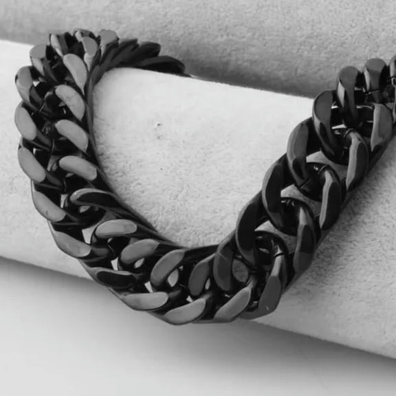 EOEMY 8mm-19mm Black Plated Men'S 316L Stainless Steel Curb Cuban Link Chain Necklace-Black-19mm-8.5Inch Bracelet