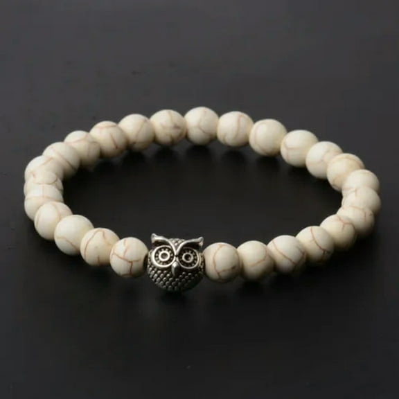 EOEMY 8mm 7 Chakra Men'S Hematite Natural Stone Lion Buddha Beaded Charm Bracelet Gift-505-6