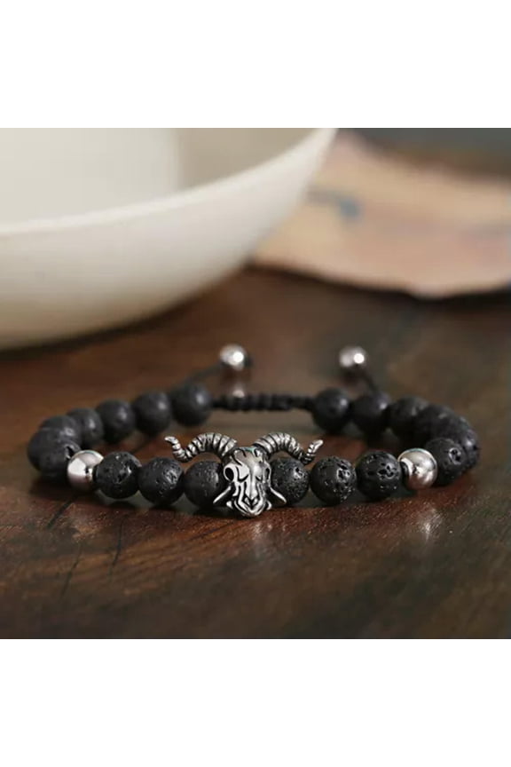 8mm 7 Chakra Men'S Hematite Natural Stone Lion Buddha Beaded Charm Bracelet Gift-619-2