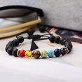thumbnail image 1 of EOEMY 8mm 7 Color Beads High Quality Natural Lava Adjustable Braided 7 Chakra Bracelet, 1 of 6