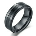 thumbnail image 1 of EOEMY 8mm Black Silver Polished+Matte Wedding Bands Men'S Titanium Steel Ring Sz 7-12, 1 of 9