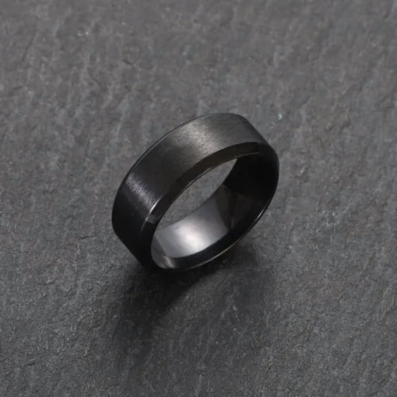 EOEMY 8mm Classic Wedding Ring For Men / Women Stainless Steel Black Band Ring Jewelry-Black-10