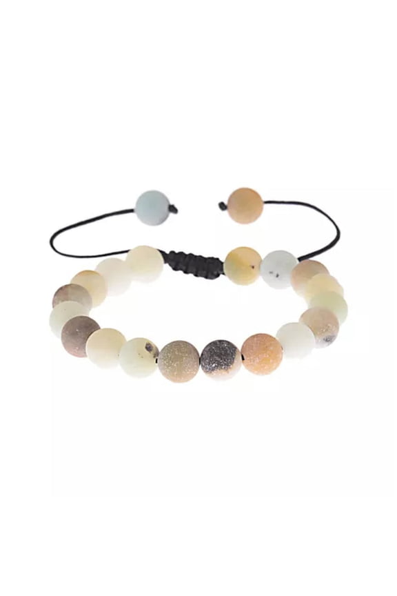 8mm Gemstones Bead Yoga Energy Reiki Natural Stone Tassel Braided Rope Bracelets-13 Matte Multi Color Amazonite