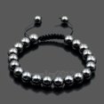 thumbnail image 1 of EOEMY 8mm Gemstones Bead Yoga Energy Reiki Natural Stone Tassel Braided Rope Bracelets-16 Hematite, 1 of 9