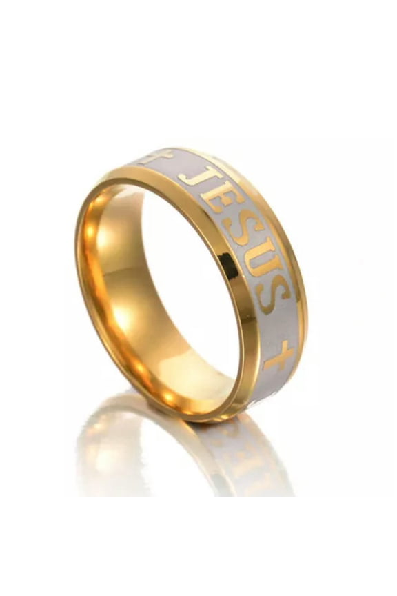 8mm Jesus Cross Prayer Ring Titanium Stainless Steel Men Women'S Band Size 6-12