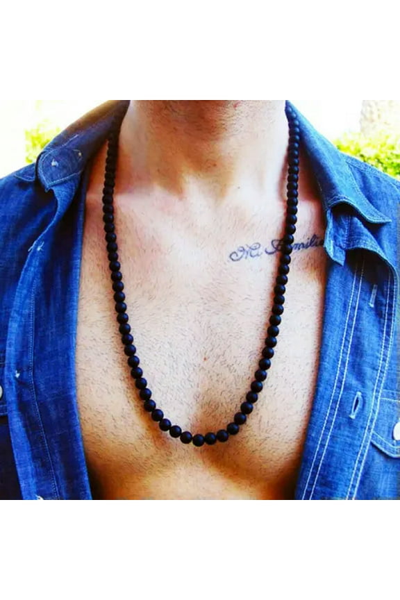 8mm Lava Beads Diffuser Necklaces Men Triple Protection Chakra Necklaces 24''