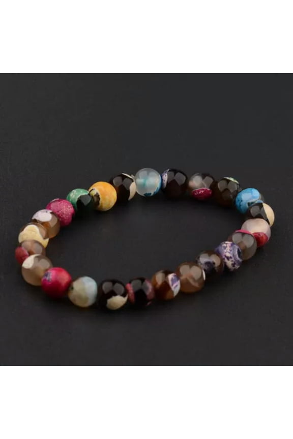 8mm Natural Lava Colorful Beads Charm Hand Beads 7 Chakra Lucky Bracelets-9