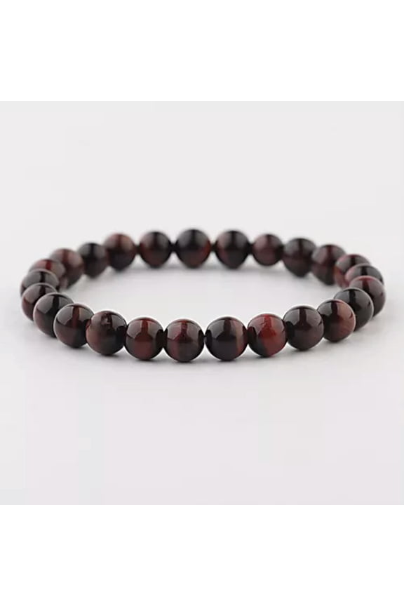 Handmade Mixed Natural Gemstone Round Bead Stretch Bracelet Bangle Healing Reiki-Red Tiger Eye-8mm