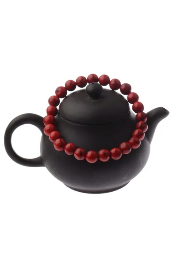 8mm Natural Stone Beads Moonstone Bracelets Mens Women Bracelet Yoga Jewelry-Red Turquoise