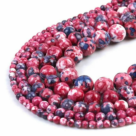 EOEMY 8mm Orange Blue Colorful Rain Jaspers Beads Natural Loose Stone Beads For Diy-Clear