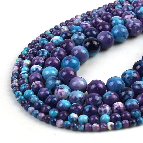 EOEMY 8mm Orange Blue Colorful Rain Jaspers Beads Natural Loose Stone Beads For Diy-Sky Blue