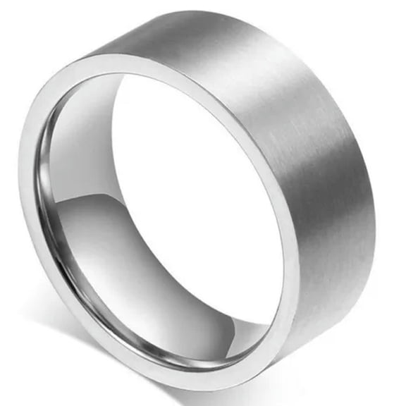 EOEMY 8mm Stainless Steel Brushed Band Men Women Wedding Ring Silver/Gold/Black Sz6-13