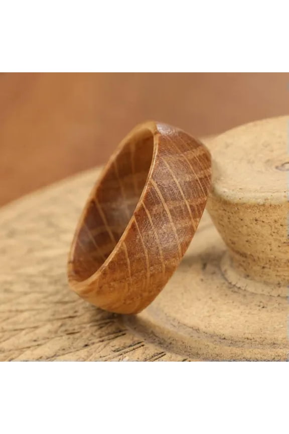8mm Whiskey Barrel Wood Ring Domed Wedding Band-10