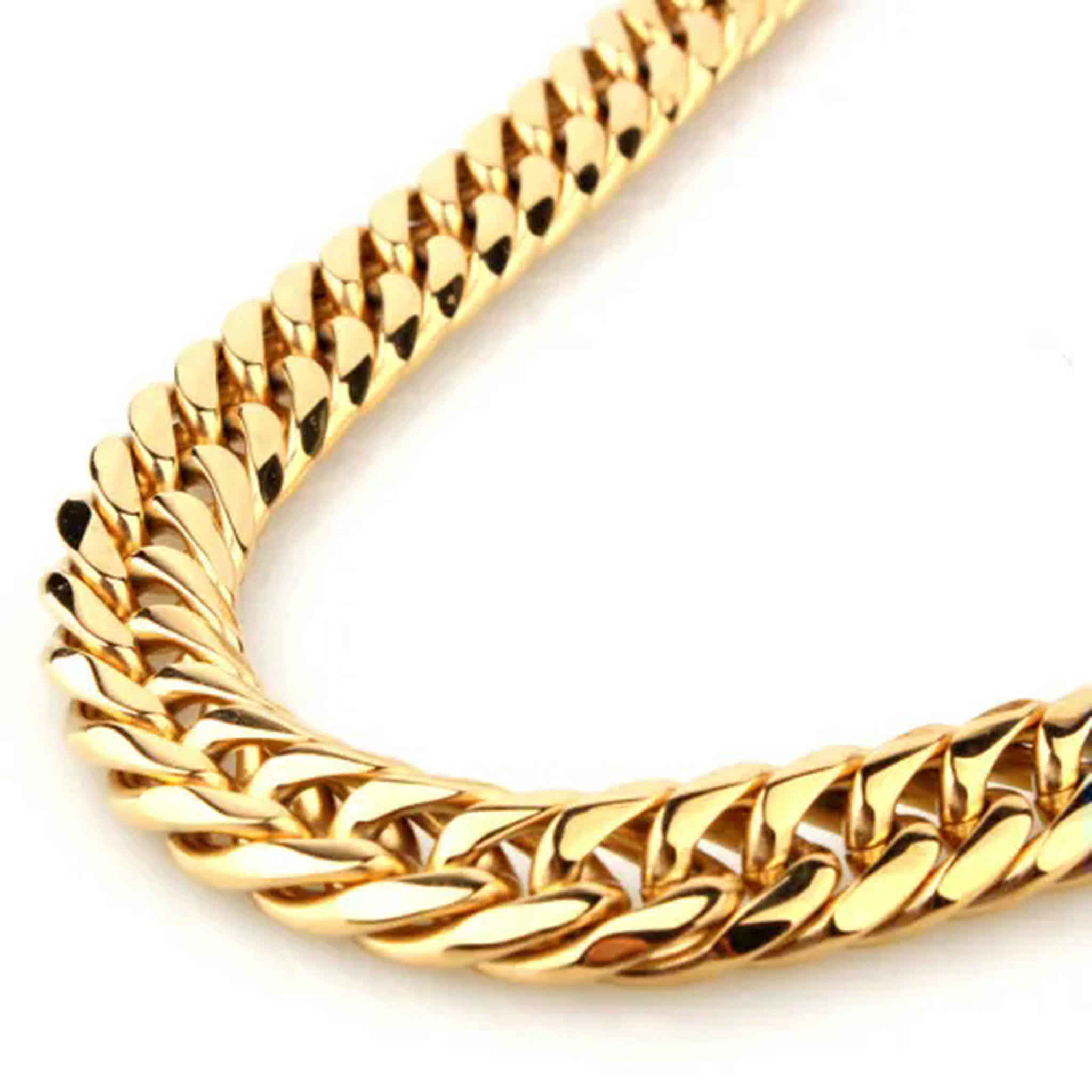 8mm Gold Tone Stainless Steel Byzantine Box Chain Necklace - Length 16 To 40 Inches, Lobster Clasp