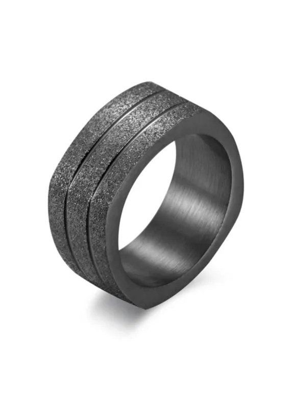 9.5mm Silver/Gold/Black Matte Band Men'S Gift Titanium Steel Square Ring Sz 7-12