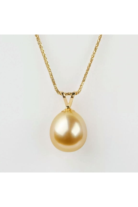 9.610.5mm Golden South Sea Saltwater Pearl Pendant 18Kt Solid Yellow Gold Bail