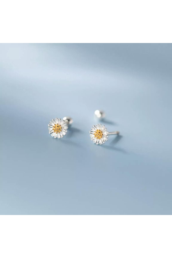 925 Real Sterling Silver Flower Head Stud Earrings Flowers Studs Nature Garden