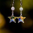 thumbnail image 1 of EOEMY 925 Silver Artificial Crystal Star Hook Earrings Drop Dangle Women Jewelry Gift, 1 of 5