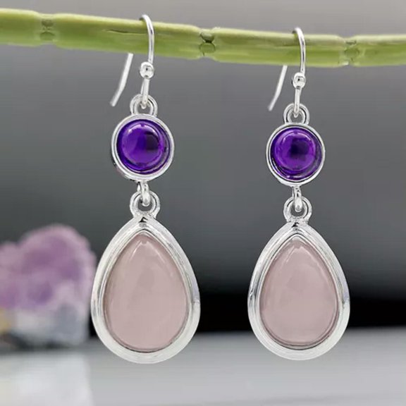 EOEMY 925 Silver Fashion Dangle Drop Earrings Hook Women Turquoise Jewelry Ear Gifts-#13