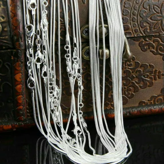 EOEMY 925 Silver Fashion Necklace 1mm Snake Chain 16-30 Inch Jewelry For Men Women-30"