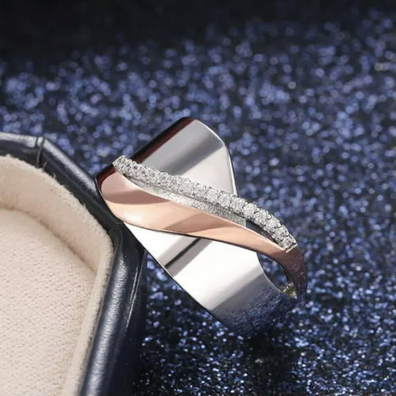 EOEMY 925 Silver Filled Ring Elegant Wedding Sparkly Cubic Zircon Ring Sz 5-11-7