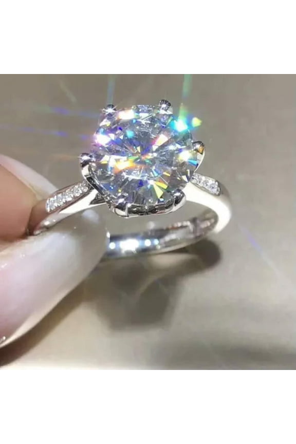 925 Silver Filled Ring Girl Luxury Cubic Zircon Women Wedding Jewelry Sz 6-10-10