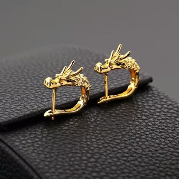 EOEMY 925 Silver Gold Hollow Dragon Hoop Earrings For Women Wedding Party Jewelry Gift-Gold