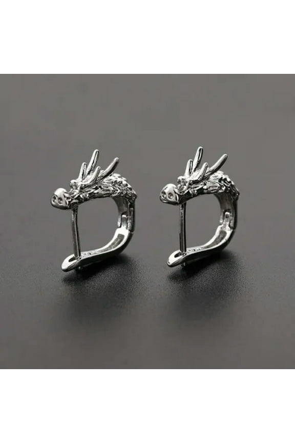 925 Silver Gold Hollow Dragon Hoop Earrings For Women Wedding Party Jewelry Gift-Silver
