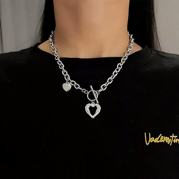 EOEMY 925 Silver Heart Shape Love Pendant Fashion Elegant Necklace Women'S Choker