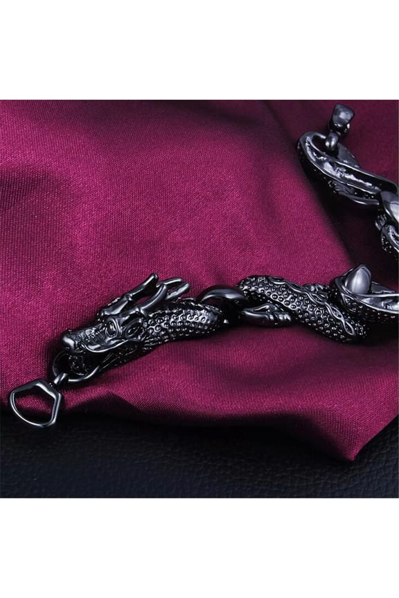 925 Silver Jewelry Men Women Personality Personality Black Dragon Bracelet S25