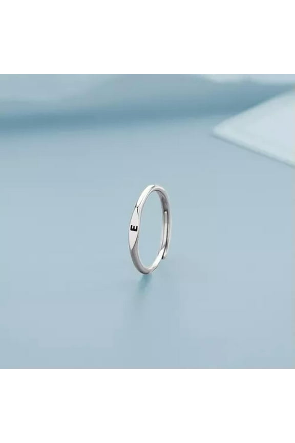 925 Silver Plated 26 Letters Opening Rings Knuckle Rings Finger Jewelry Women-Letter-E