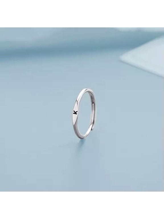 925 Silver Plated 26 Letters Opening Rings Knuckle Rings Finger Jewelry Women-Letter-K