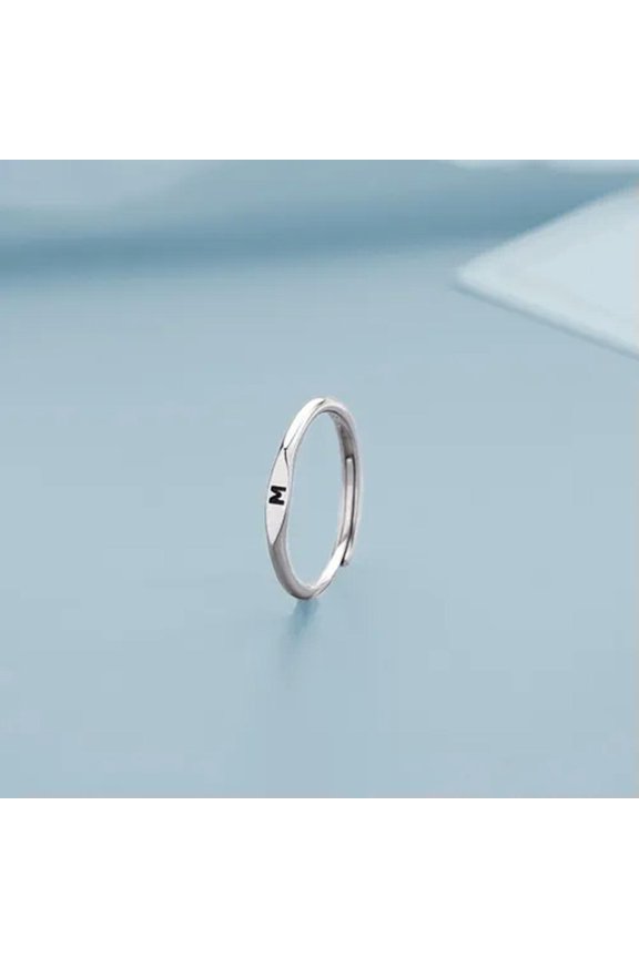 925 Silver Plated 26 Letters Opening Rings Knuckle Rings Finger Jewelry Women-Letter-M